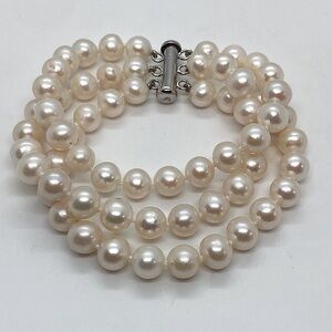 Vtg Sterling & Freshwater Pearl Multi Strand Bracelet | 7” L | .9” W | 42g